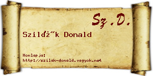 Szilák Donald névjegykártya